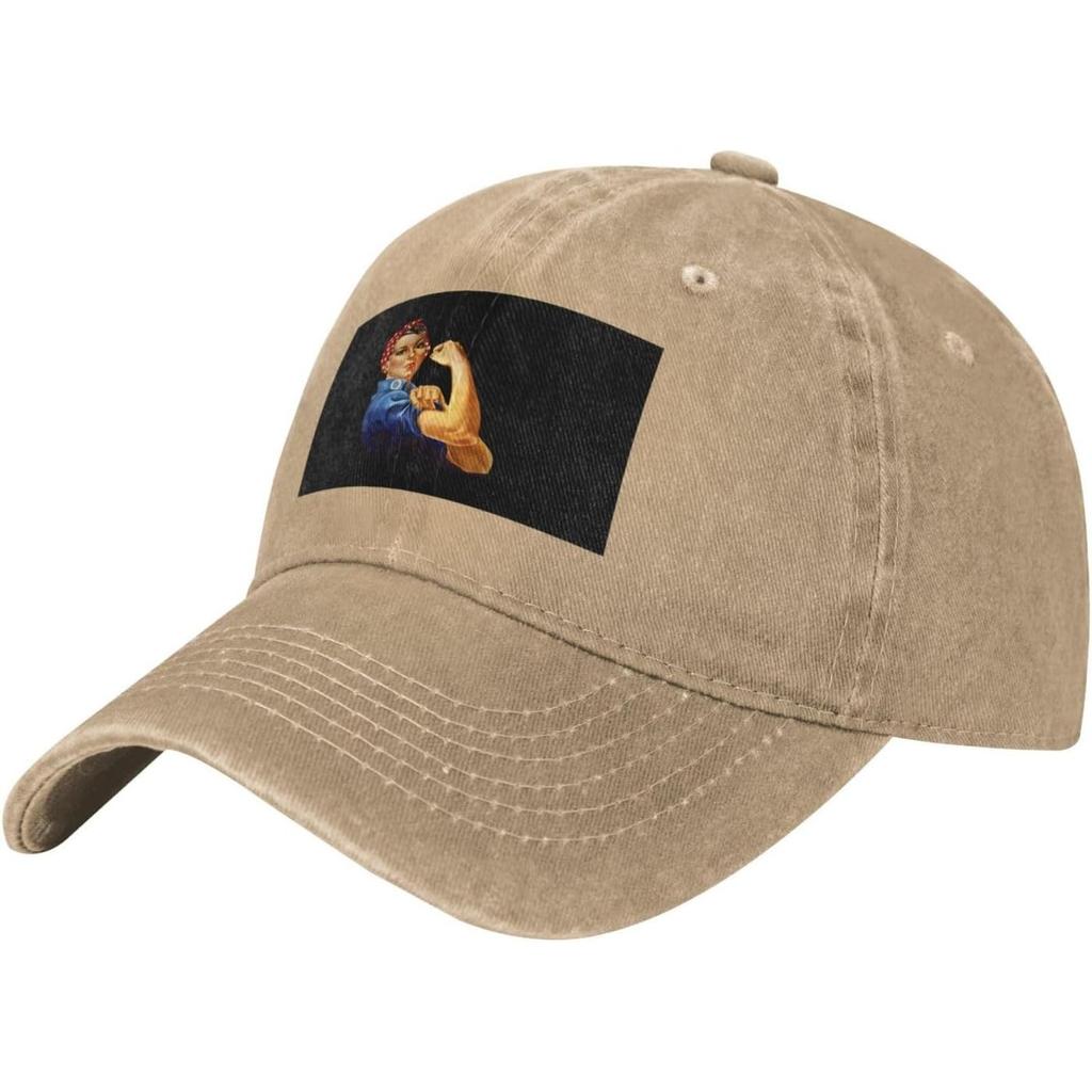 Berretto da Baseball Rosie The Riveter Denim Lavato Cappellino da Papà Protezione Solare Casual Regolabile