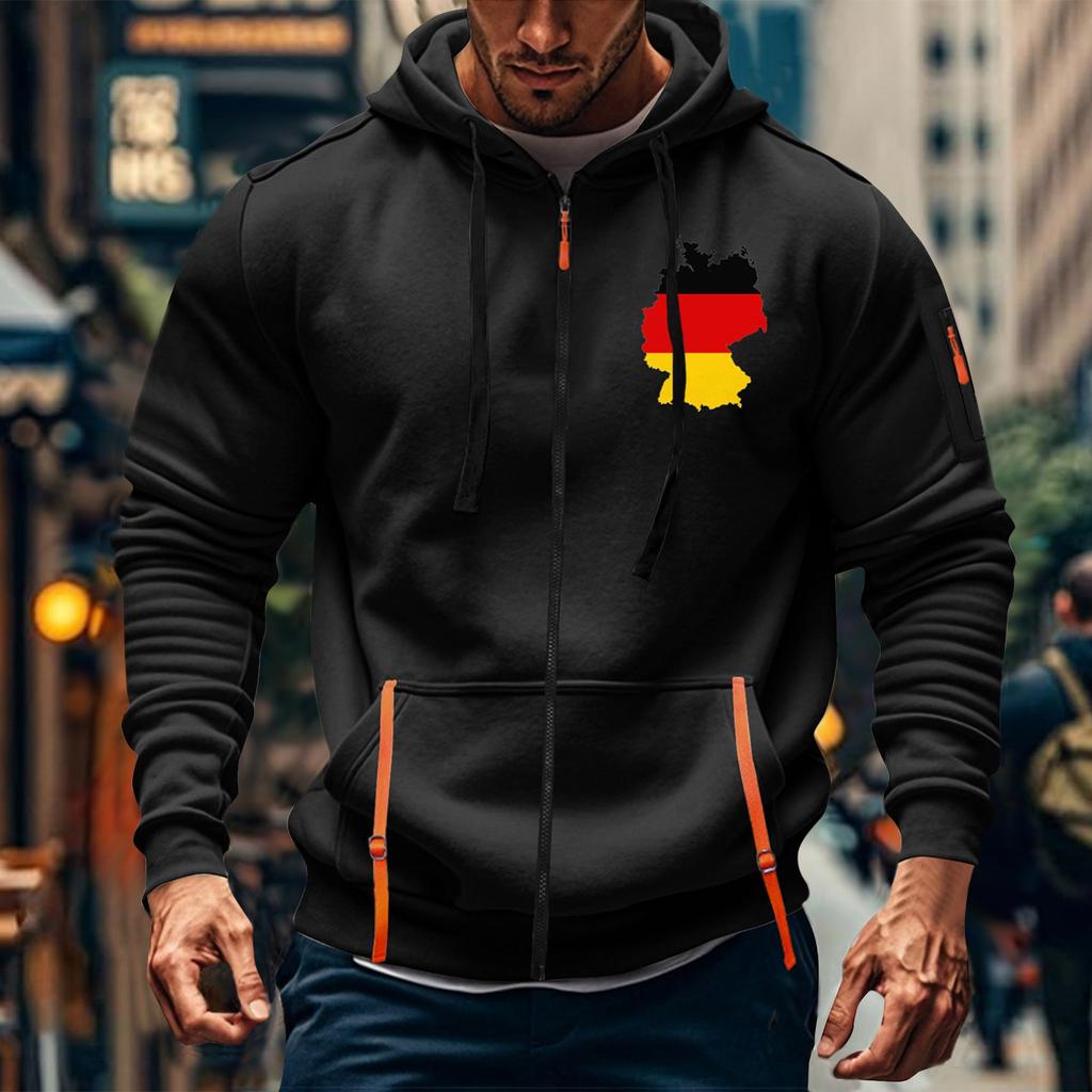Herren Sport Casual Hoodie Hoodie Cardigan Reißverschluss Multi-Pocket Hoodie Mantel