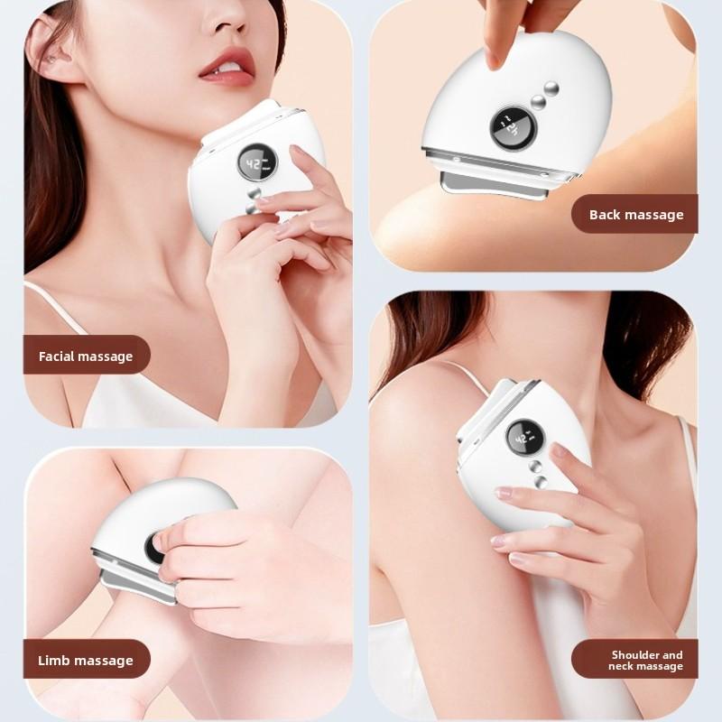 5-Speed Rechargeable Gua Sha Massager – Facial Lifting & Neck Sculpting Tool with LED Light Therapy & Heating Function