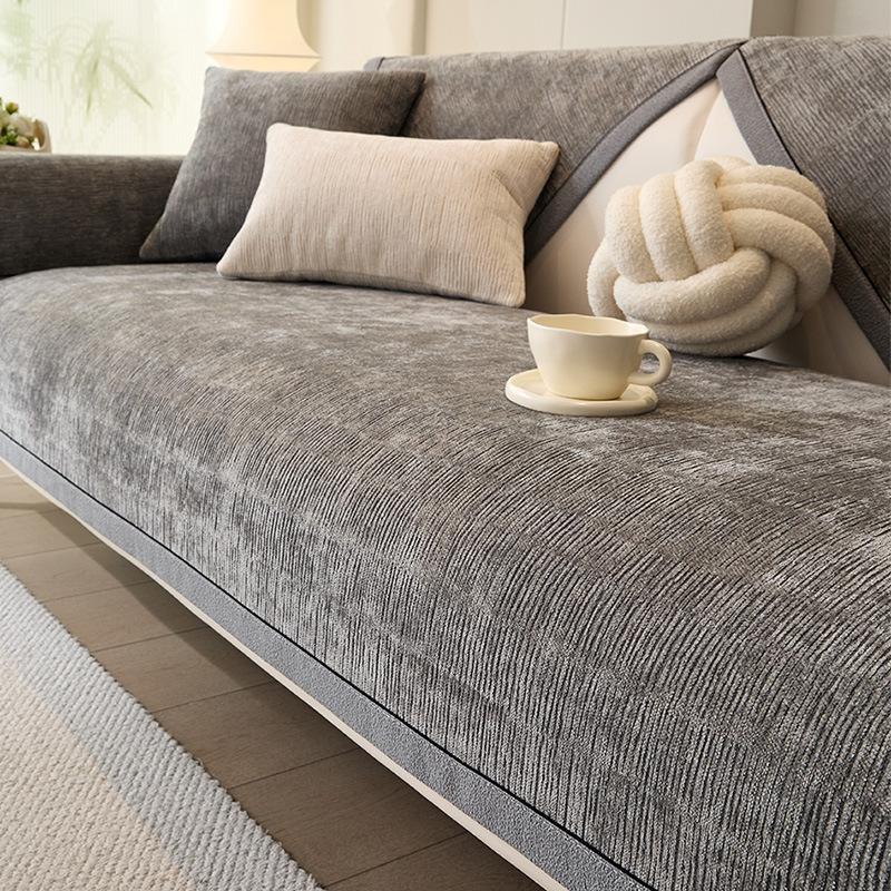 

1 шт. Подушка-накладка для дивана, совместимая с одноместными, двухместными, трехместными, четырехместными диванами - Роскошный ченилловый протектор для дивана для гостиной, спальни, офиса 90 * 160cm single pack