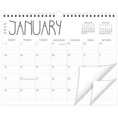 Calendar 2025, Color Calendar 12 Months, Double Coil Spiral Binding Monthly Planning Calendar