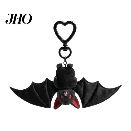 Gothic Bat Keychain Plush Black Transformable Key Ring Pendant Bag Charm Backpack Purse Halloween Gift for Lovers Accessory
