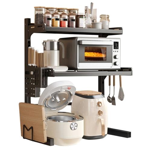 Anfiodas Microwave/Toaster Kitchen Storage, Extendable, Width (40-60cm), Adjustable Shelf Height, L-Shaped, Over-the-Microwave Storage Rack, 30kg Weig