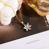 Korean Style Luxury Flower Zircon Pendant Necklace for Women - Non-fading Titanium Steel Clavicle Chain