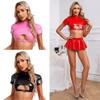 Womens Glossy Turtleneck Crop Top Little Cutout Club Lingerie Top