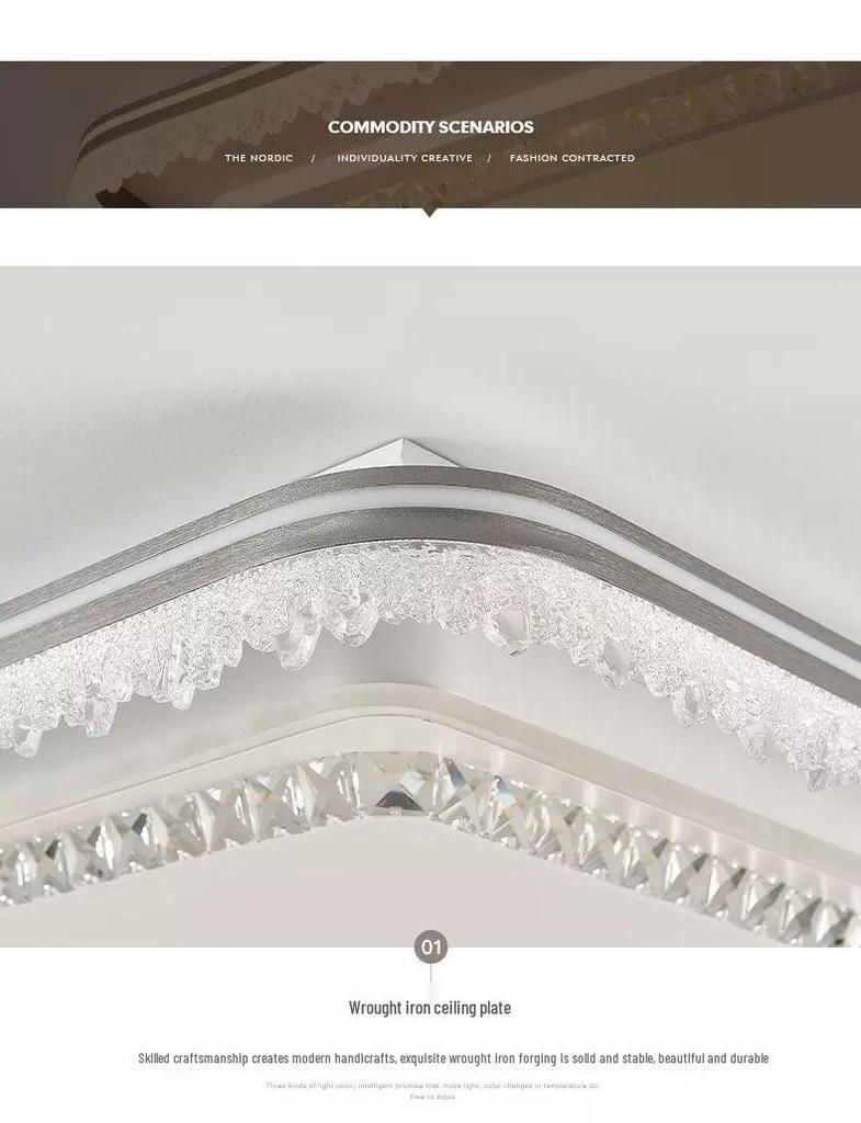 Modern Minimalist Crystal Ceiling Light for Bedroom, Living Room, and More