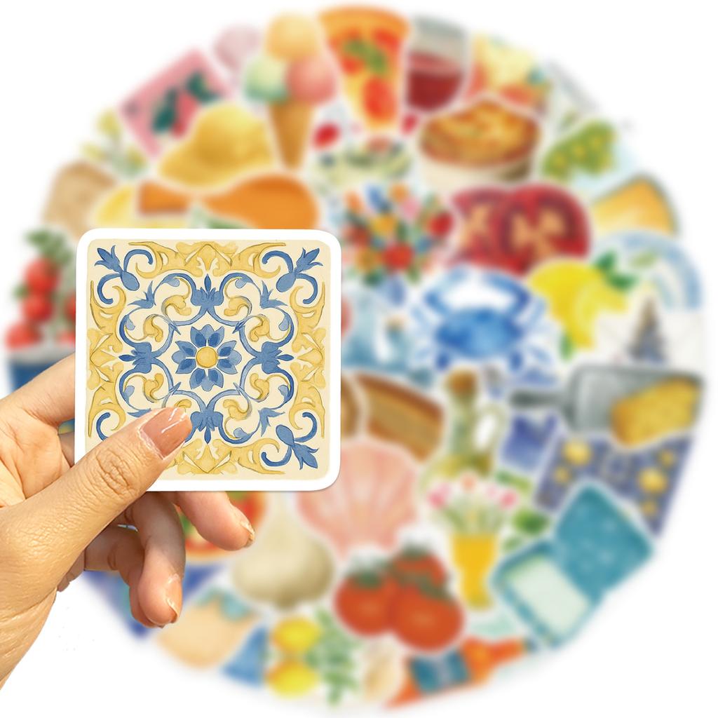 High-Quality 54Pcs High-Quality Cartoon High-Quality Aesthetics High-Quality Mediterranean High-Quality Food High-Quality Stickers High-Quality