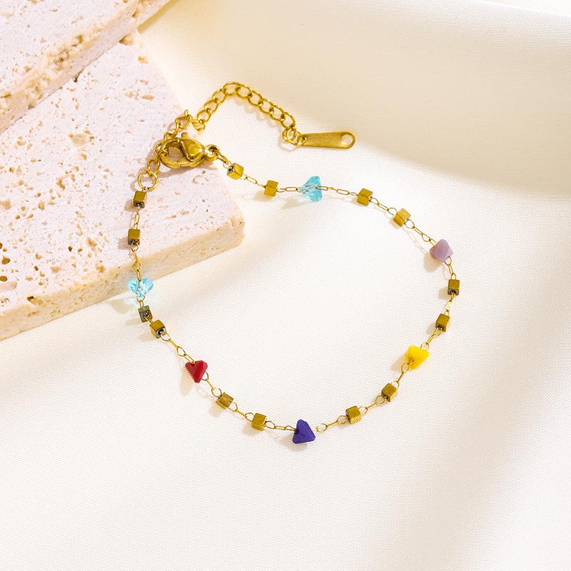 Irregular New Fashion Colorful Necklace Lovely Small Temperament Stone Necklaces Gentle and Versatile Stainless Steel Jewelry