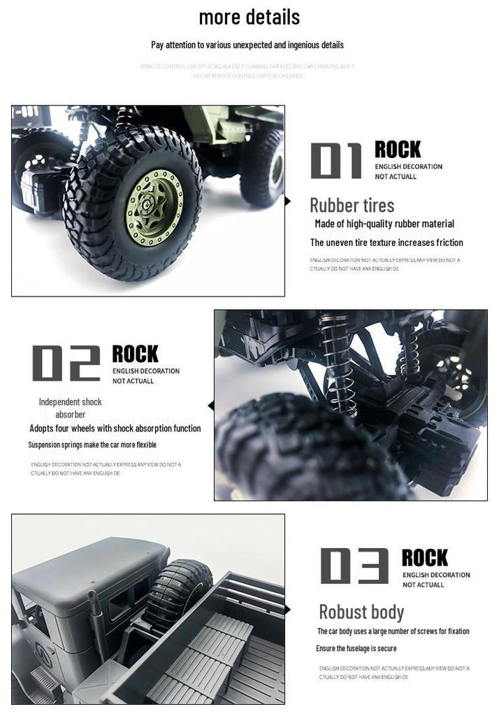 Large Remote-Control Off-Road Military Truck: High-Speed 4WD Climbing Toy for Kids