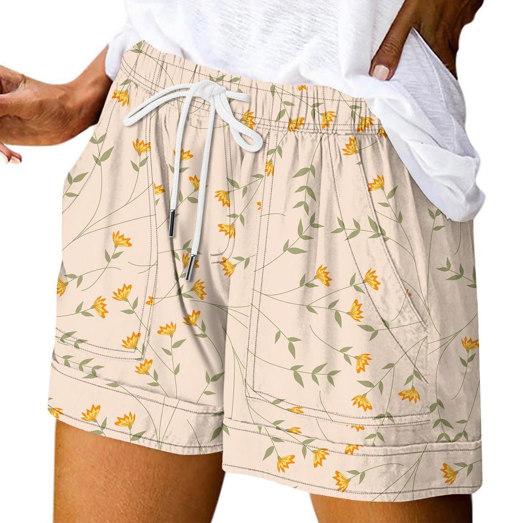 Damen Casual Sommer Elastische Strandshorts Print Casual Shorts