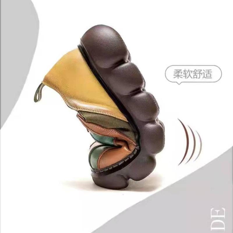 2024 Otoño Nueva Moda Estilo Étnico Retro Hecho a Mano Color Arcoíris Zapatos Casuales de Plataforma Gruesa para Mujer