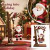 Wooden Christmas Santa and Snowman Swing Ornament for Tabletop Holiday Decoration