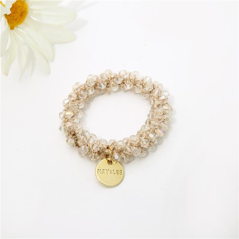 Fashion Crystal Pearl Hair Ties High Elastic Beaded Scrunchies Women Girls Ponytail Holder Rubber Band Bohemia Party Headwear