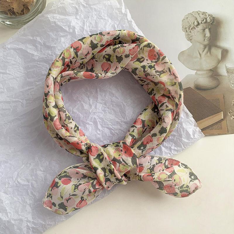 

Сладкий и нежный летний квадратный шарф: Женский пасторальный цветочный дизайн Легкий воздушный Защита от солнца для шеи и головы Универсальный шарф/бандана 58*58cm