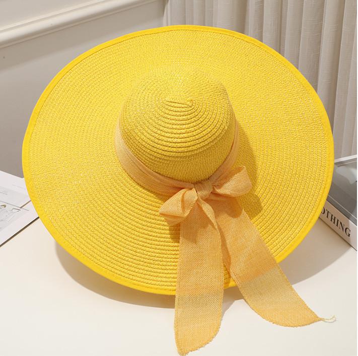 Large Edge Straw Hat With Sun Protection For Women Summer Beach Fashion