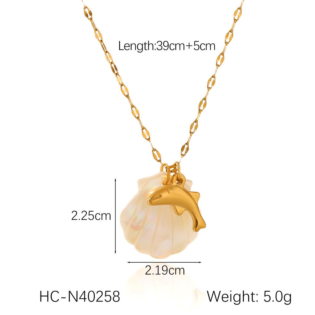 Ocean Seahorse Shell Pendant Necklace Minimalist Collarbone Chain Jewelry