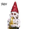 Dark Pastoral Style Decoration Halloween Skeleton Gnome Musician Resin Figurine, Hand-Painted Gothic Statue with Guitar Dwarf Band Figurines