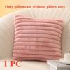 Funda de Cojín Cuadrada de Piel Sintética de Conejo Grande Gruesa Rayada Súper Suave Color Sólido Funda de Almohada 45x45cm Decoración de Sofá Funda de Cojín