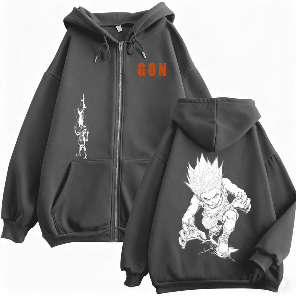Anime Hunter X Hunter Gon Freecss Zipper Hoodie Men Women Cartoon Manga Zip Up Jacket Men's Cosplay Harajuku Zip Up Sweatshirt