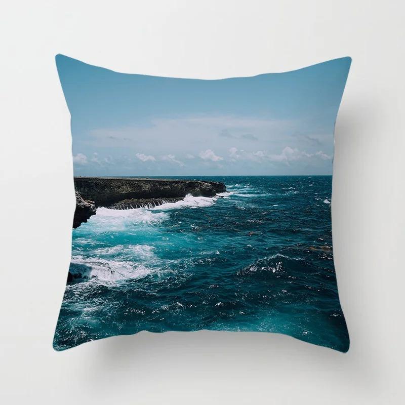 Living Room Sofa Car Cushion Cover Luxury Home Decoration Pillow Cover Sunset Beach Landscape Throw Pillow Cover