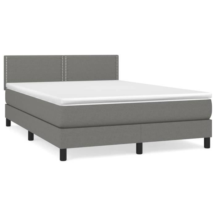 3139970 vidaXL Divan Bed with Mattress Dark Grey 140x190cm Fabric