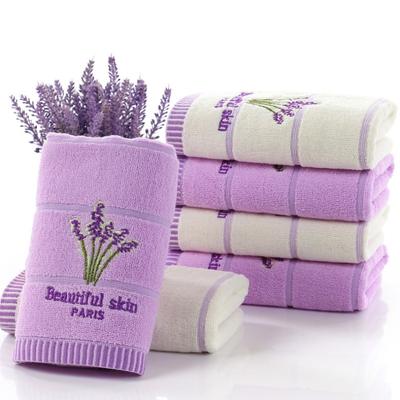 Lavender Embroidered Pattern Ultra Soft Pure Cotton Towel, Versatile for Drying Face, Hands, and Hair