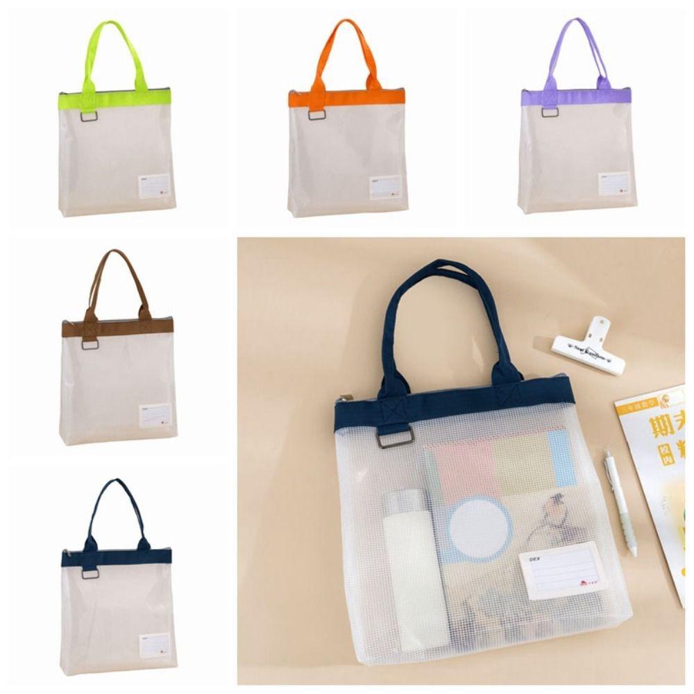 with Handle Mesh Document Storage Bag Large Capacity File Storage Bag Handheld Project Bag Travel