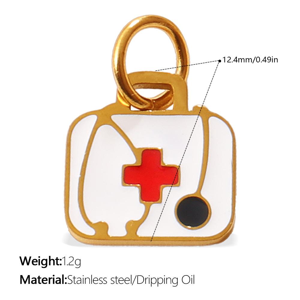 Niche Medical Care Theme, Oil Drop Pendant, First Aid Kit, Tooth Shape, Diamond-Encrusted Jewelry Accessories