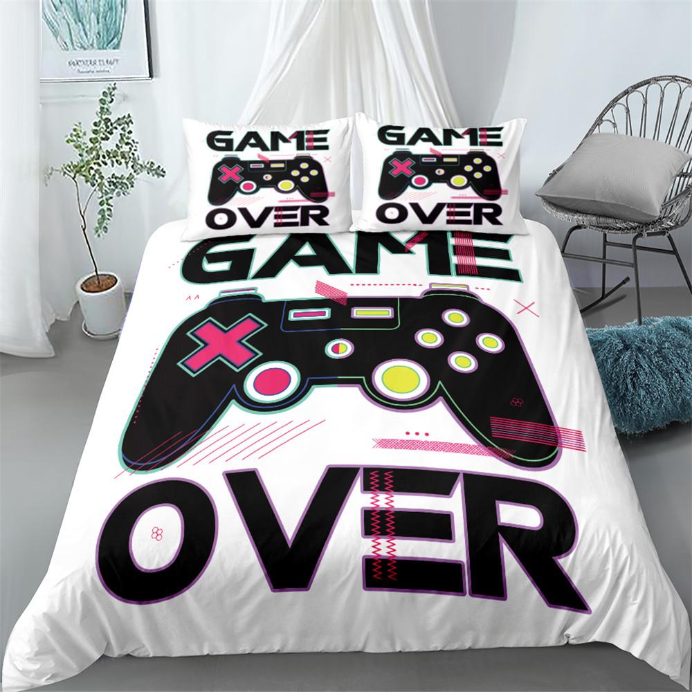 Game Controller Duvet Cover Set 3D Gamepad with Button King Queen Full Twin Size Comforter Cover for Kids Polyester Bedding Set