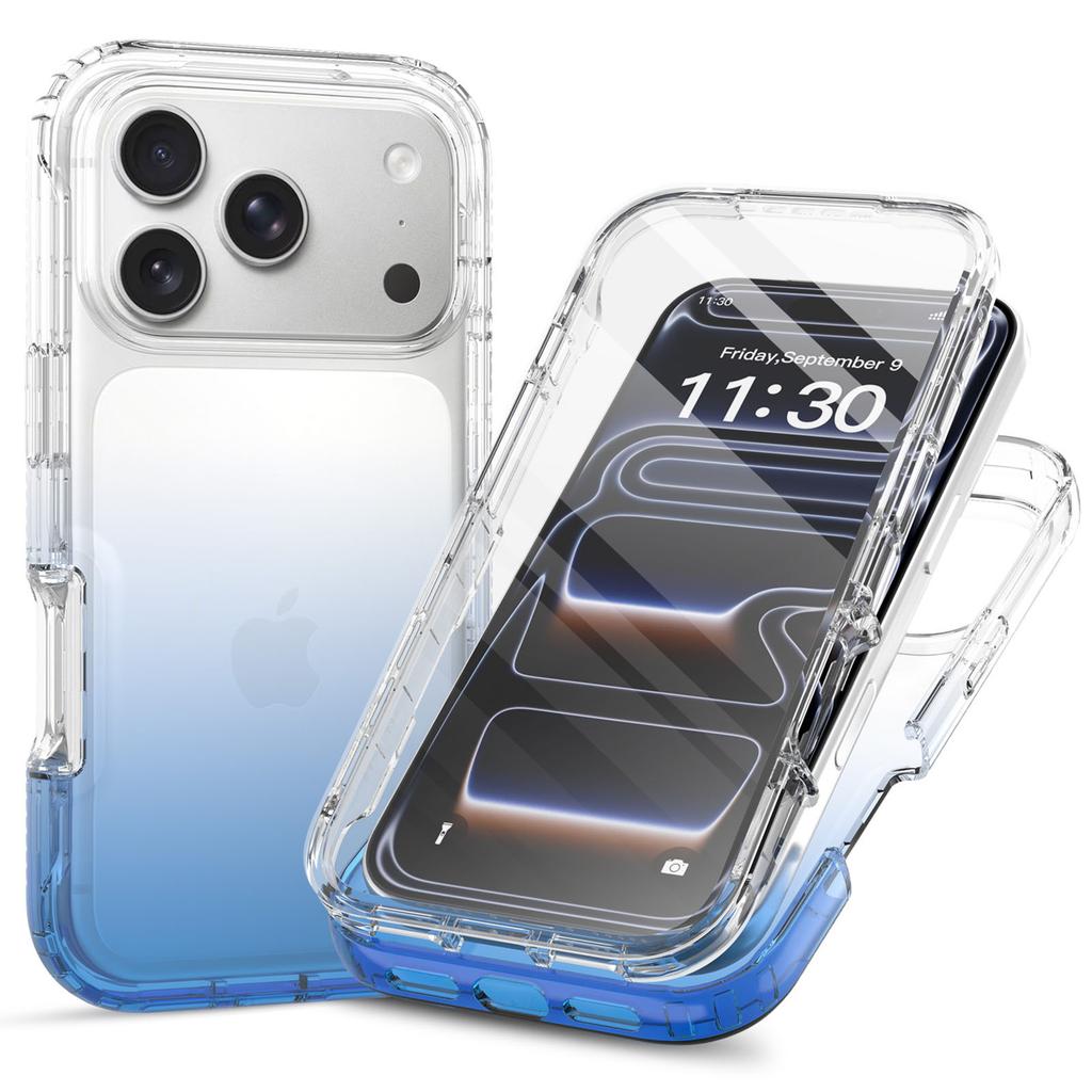 For iPhone 17 Pro Max Case Built-In PET Screen Protector PC+TPU Full Body Shockproof Phone Cover