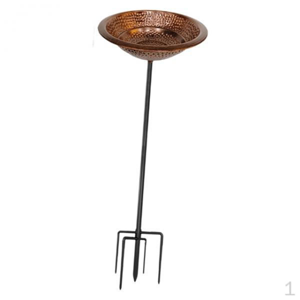 Iron Birdbath Bird Feeder Tray Easy Assembly Decorative Food Water Bowl with Garden Stakes for Park
