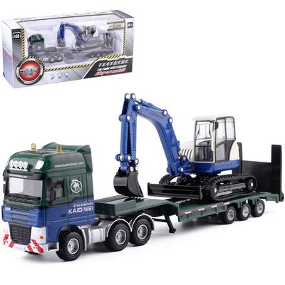 1/50 Scale Flatbed Truck Excavator Set Alloy Model Children's Toys Companionship Is The Best Gift Engineering Vehicle Model