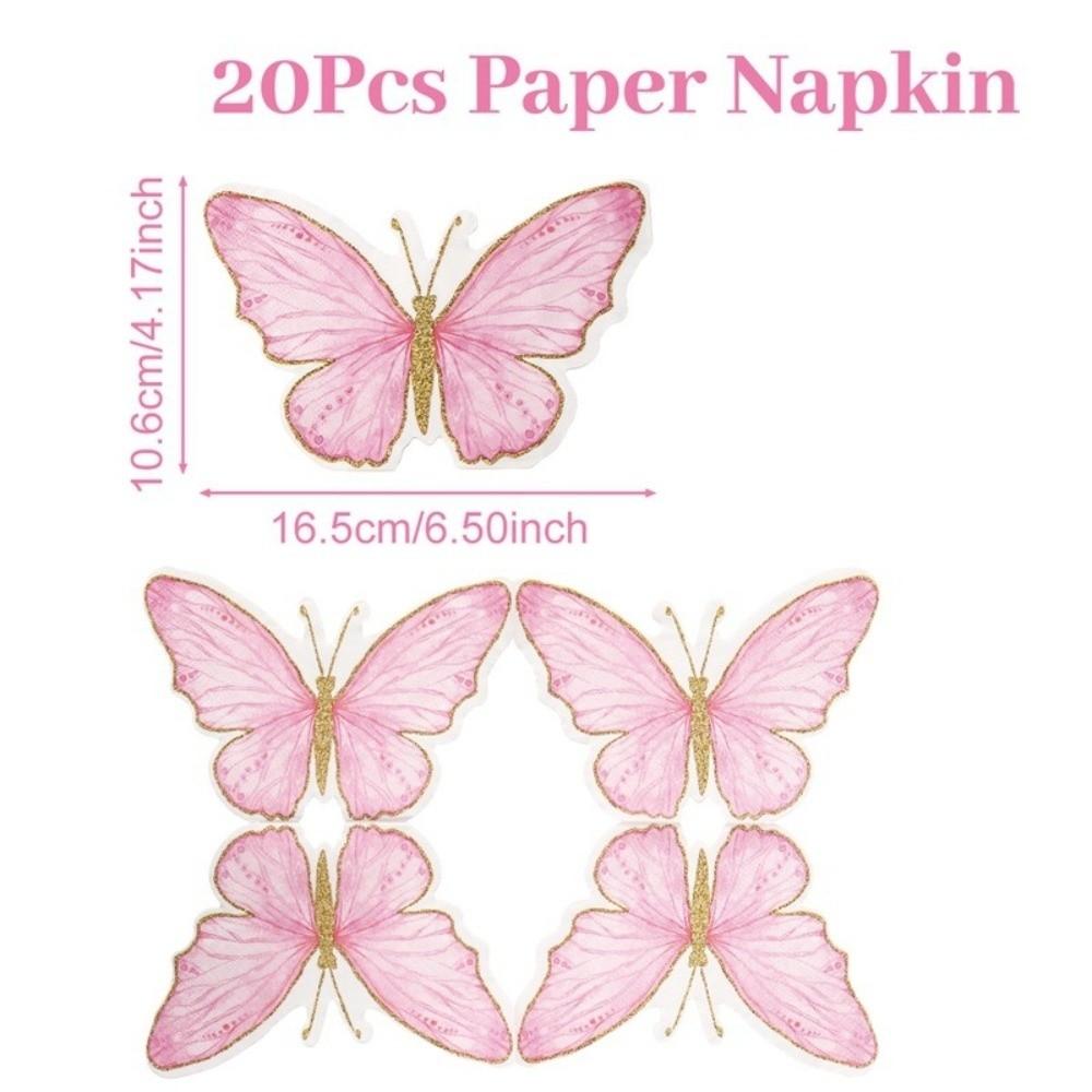 20Pcs Party Napkins Butterfly Paper Napkins Printed Decorative Napkins  Weddings Birthdays