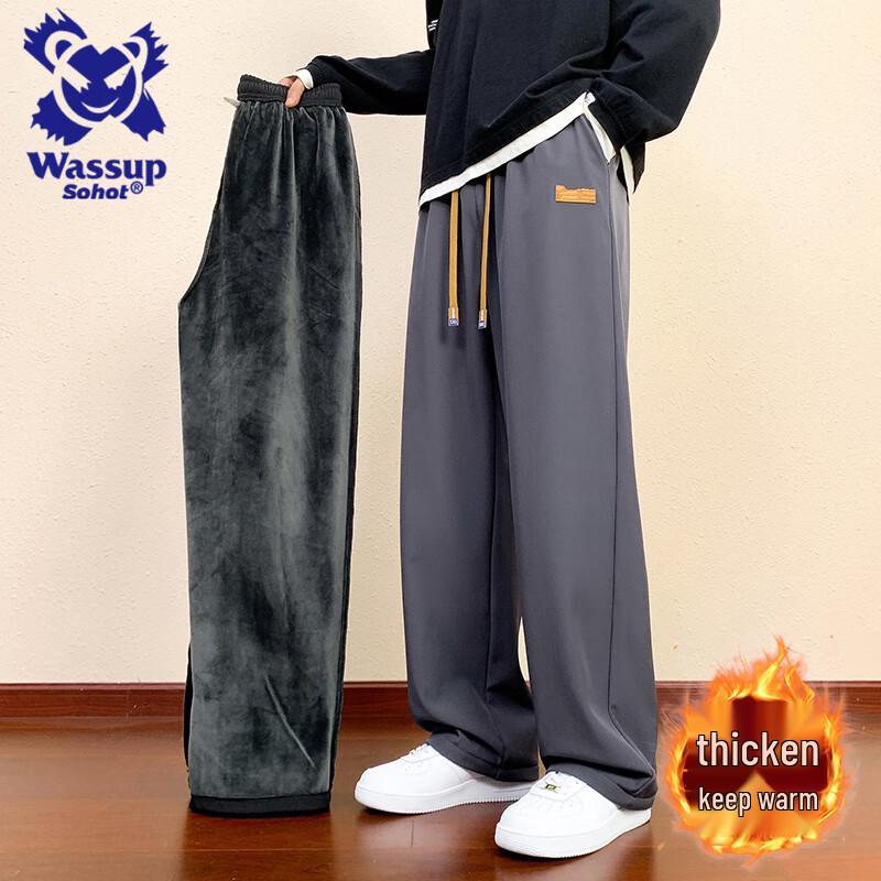 Wassup Sohot Men s Winter Heavyweight Fleece-Lined Casual Pants L