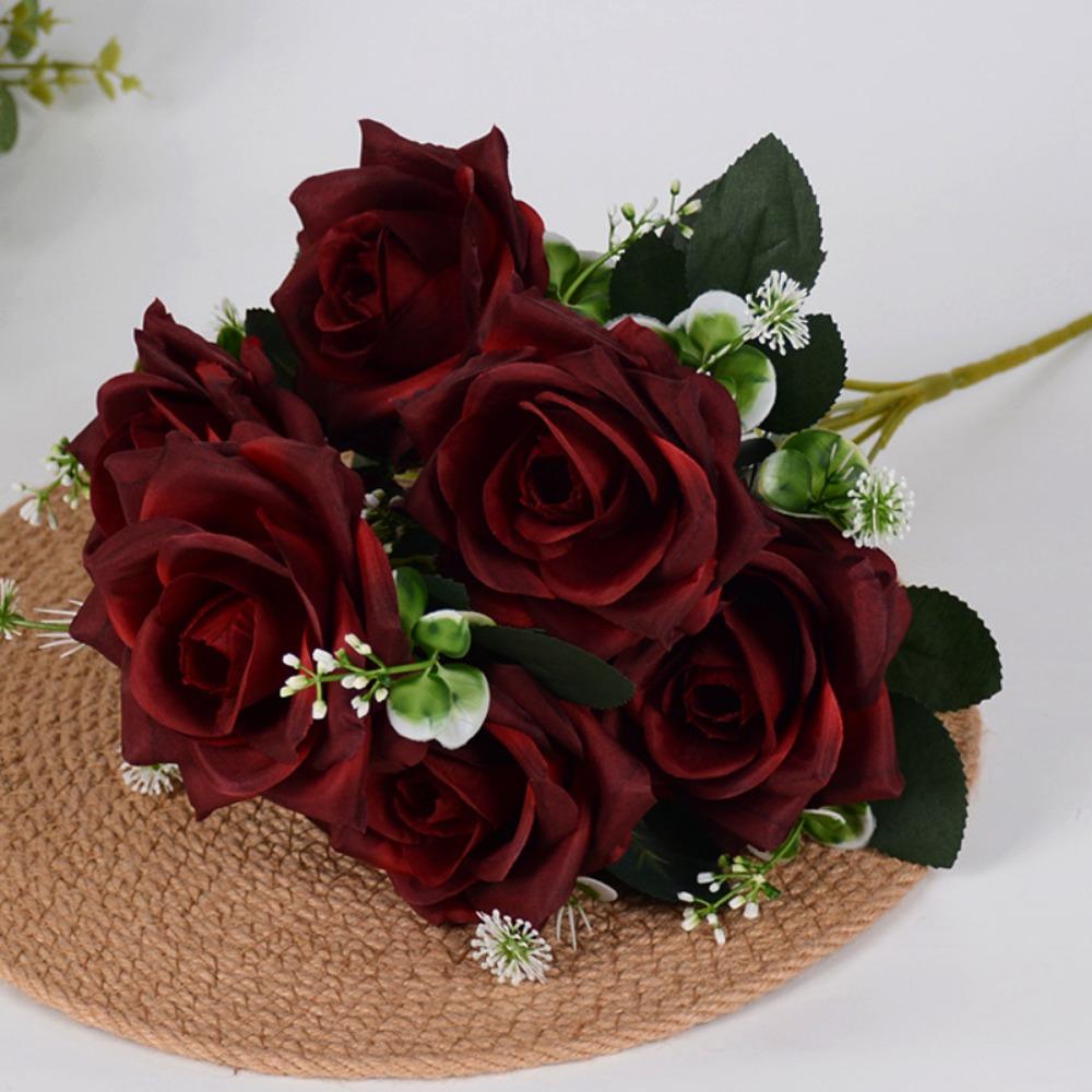 8 Colors Valentine's Day Flowers 7 Heads Natural Simulated Rose  Home Decorative