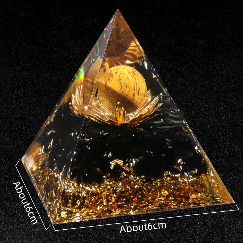 Crystal Devil's Eye Pyramid Natural Crushed Stone Lapis Lazuli Dropping Resin Home and Office Desktop Decoration Crafts 6x6cm