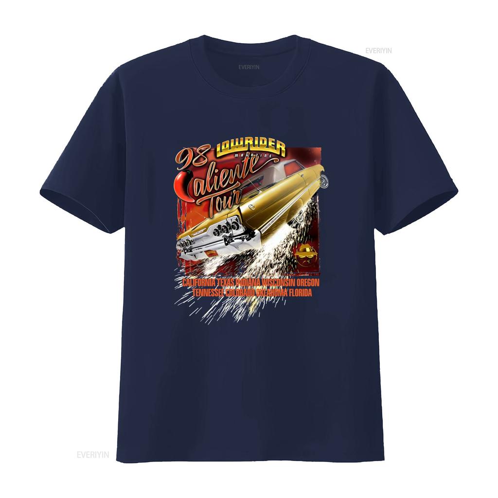 Vintage Lowrider Magazine 1998 Caliente Tour Car T Shirt Retro 90s Cholo Style vintage Washed streetwear fashion Soft graphic