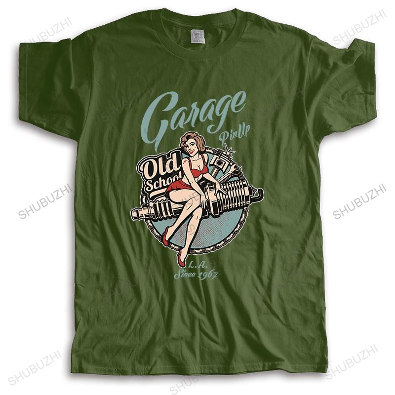 Homme Brand Fashion T Shirt Summer Men Casual T-shirt PinUp Girl Army Garage Mechanik Old School Funny Top Tees Mens Tshirt