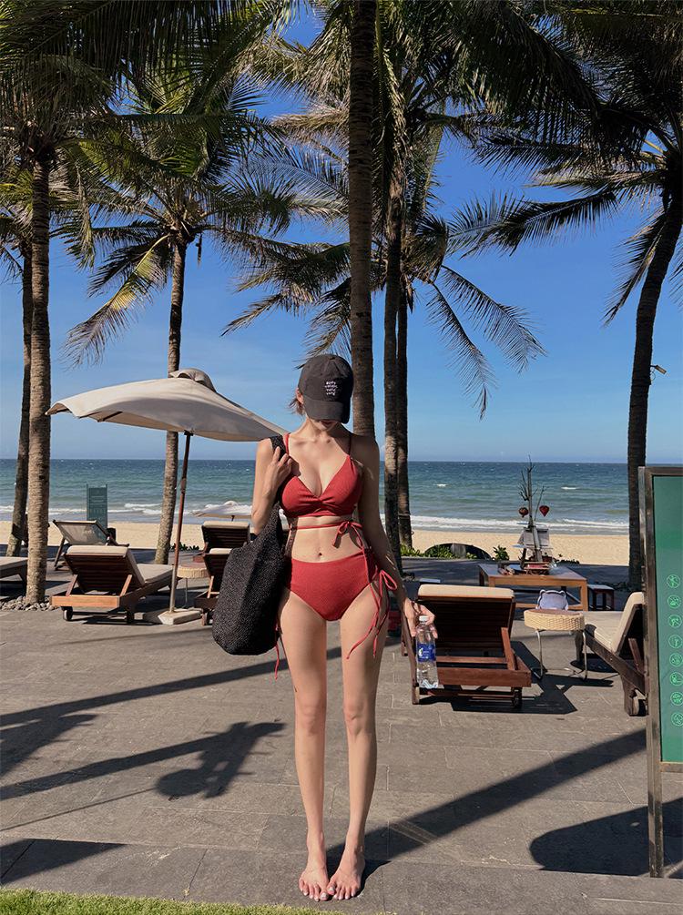 2026 Women's Sexy Gathered Three-Piece Bikini Set