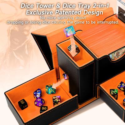 Card Box Display Window Trading Card New PU Leather Window Opening Card Box Dice Tower 100+storage Box Commander Game King PTCG