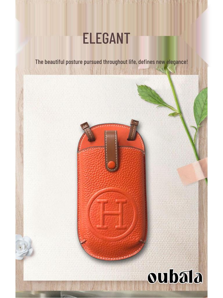 Women's Leather Crossbody Phone Bag - 2025 Summer Collection, Elegant & Compact Design