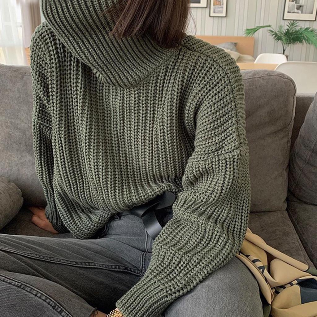 European and American Fashion Women's High Neck Pullover Sweater