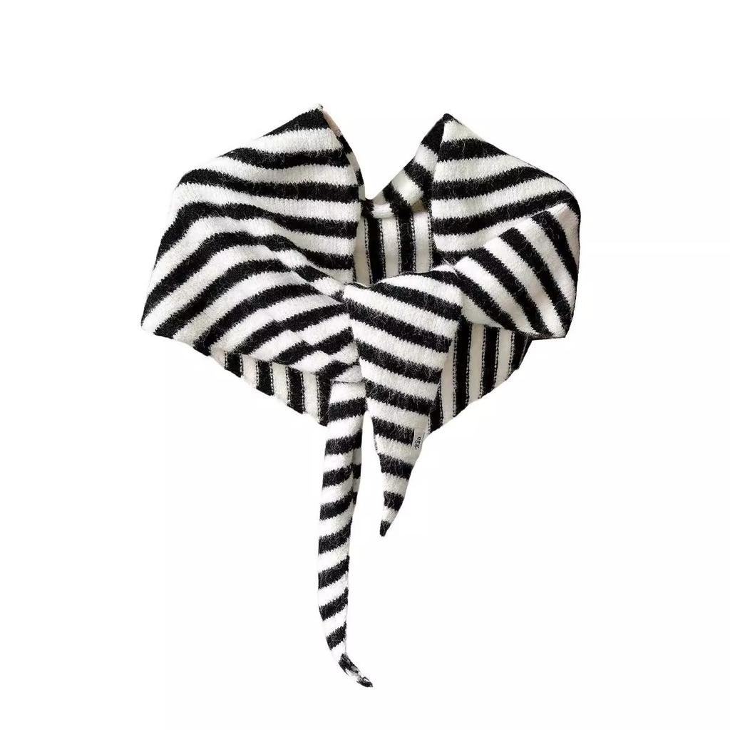 Slack Increased Triangle Scarf Containing Wool Striped Shawl, Autumn And Winter Ins Warm Knitted Scarf Women
