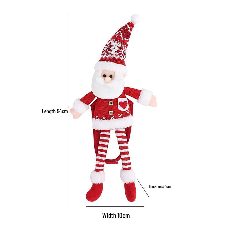 

Red and White Knitted Christmas Curtain Tiebacks with Long Legs Home Decor