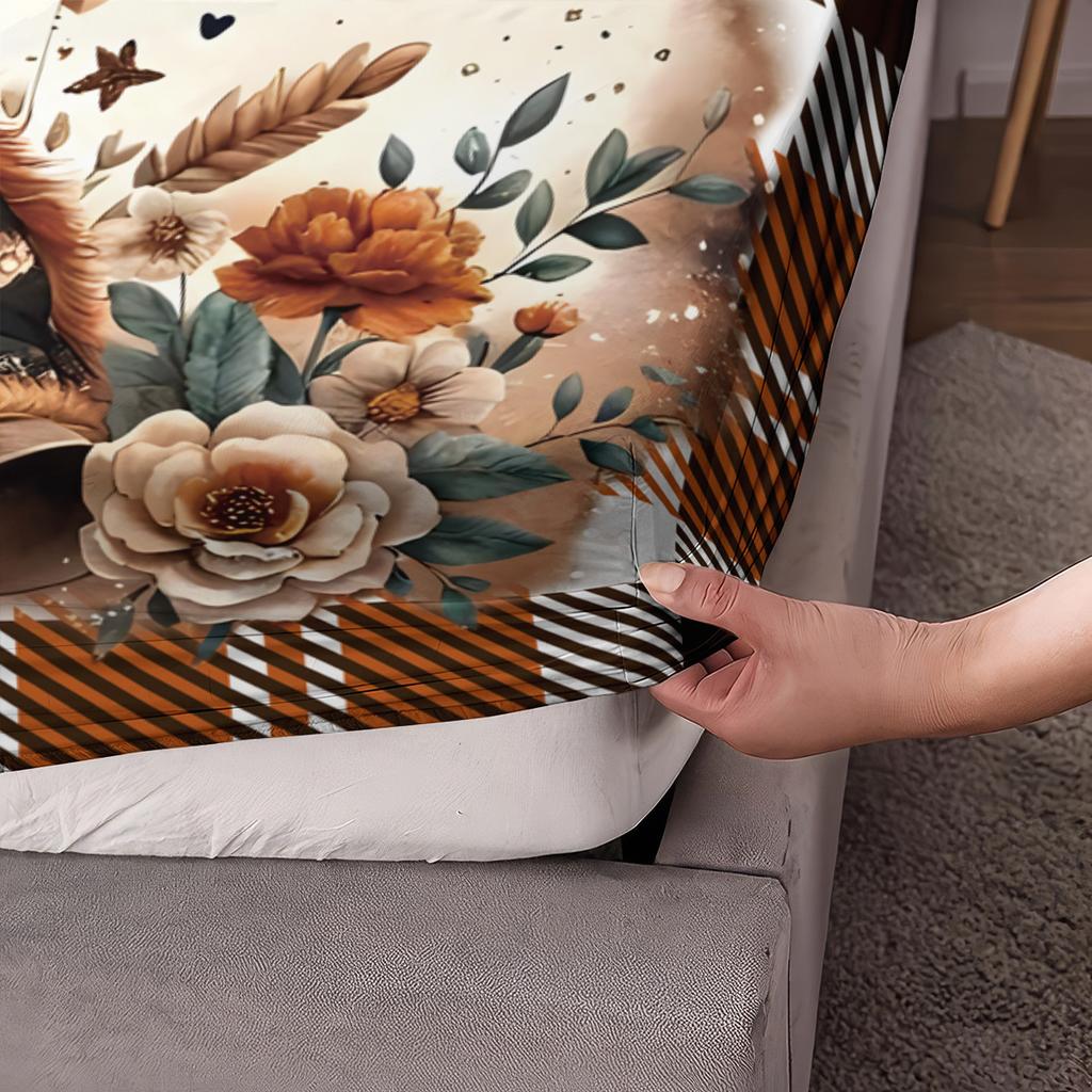 3pcs Cartoon Highland Cow Print Coreless Bed Sheet Set Multi Size Bedcover Bedroom Dormitory Bedding Decoration Machine Washable