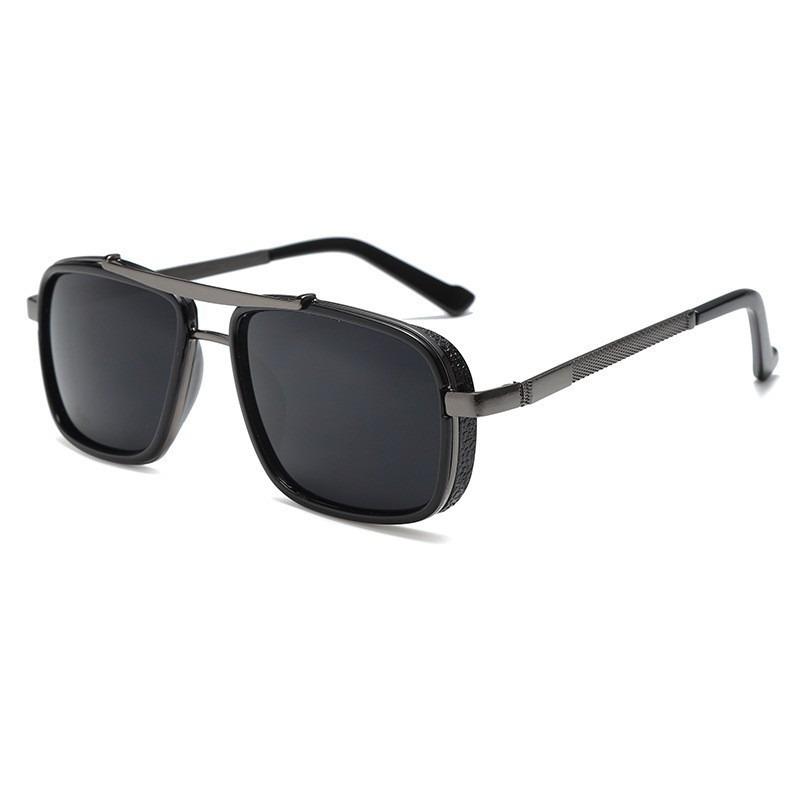 

New Men Punk Sunglasses Vintage Fashion Steampunk Square Sun Glasses Male Driving Googles Summer Travelling Shades UV400 серый