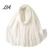 Spring Summer Sun Shawl Solid Color Embroidered for Women, Lightweight Soft Gauze Scarf with Floral Oriental Style Vine Texture, 180x90cm Breathable