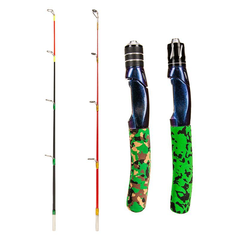 2-Section Dual-Flex Winter Fishing Rod - Solid Carbon, Soft/Hard Flexibility, Perfect for Ice and Shrimp Fishing
