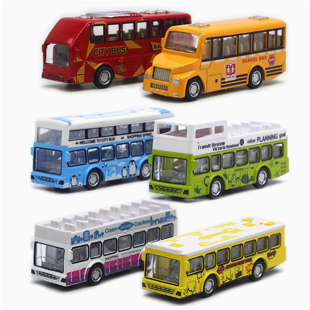 Model de mini autobuz cu tragere înapoi din aliaj 1/60, jucărie de autobuz turistic de mare simulare, set cadou