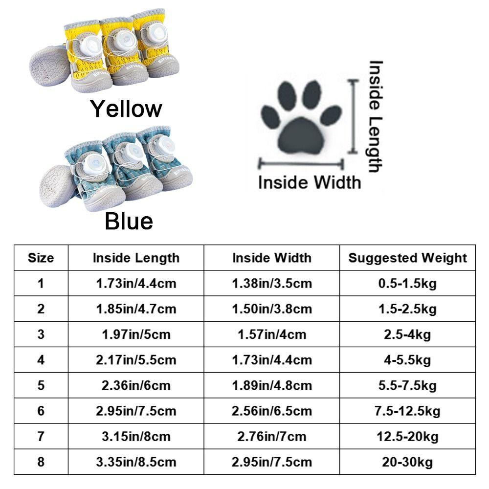 4 Stück/Set Mode Atmungsaktive Knopf Hundeschuhe Reflektierend Rutschfest Hunde Mesh Schuhe Weiche Sohle Bequemes Hundeschuhwerk Outdoor